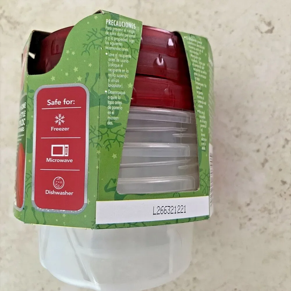Ziploc Twist n Lock Loc 3pk Limited Edition 16oz round container red lid 817961
